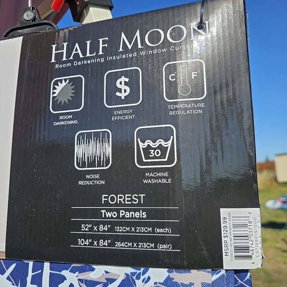 Lush Decor Curtains Set of 2 (84"x52") Forest Light Filtering Window C Navy - Picture 5 of 5